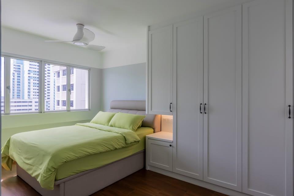 Modern Bedroom with Wardrobe and Bedside Table