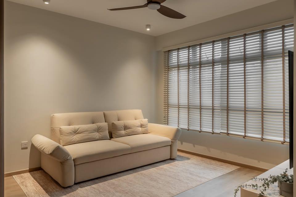 Modern Living Room with Carpet and Downlights
