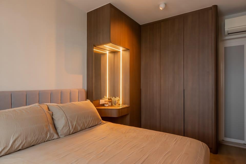 Modern Bedroom with Wardrobe and Bedside Table