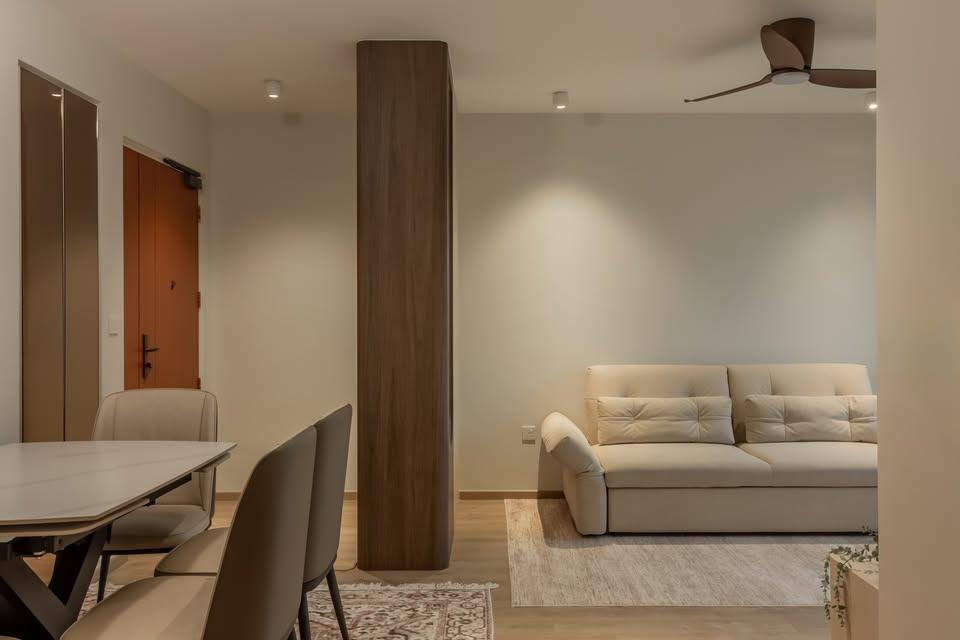 Modern Living Room with Vinyl Flooring and Carpet