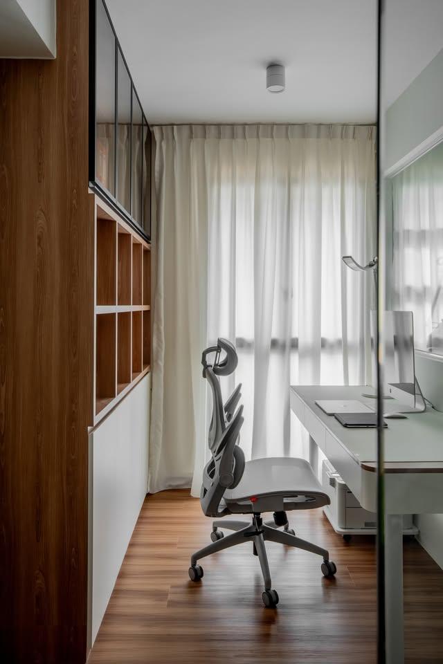 Modern Study with Bookshelf and Desk Chairs