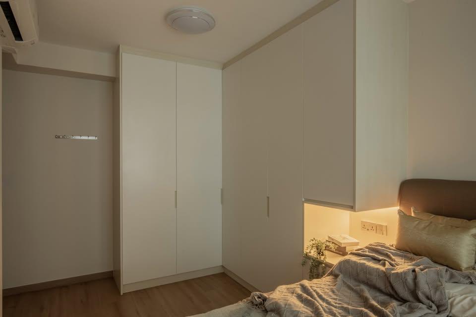 Scandinavian Bedroom with Wardrobe and Downlights