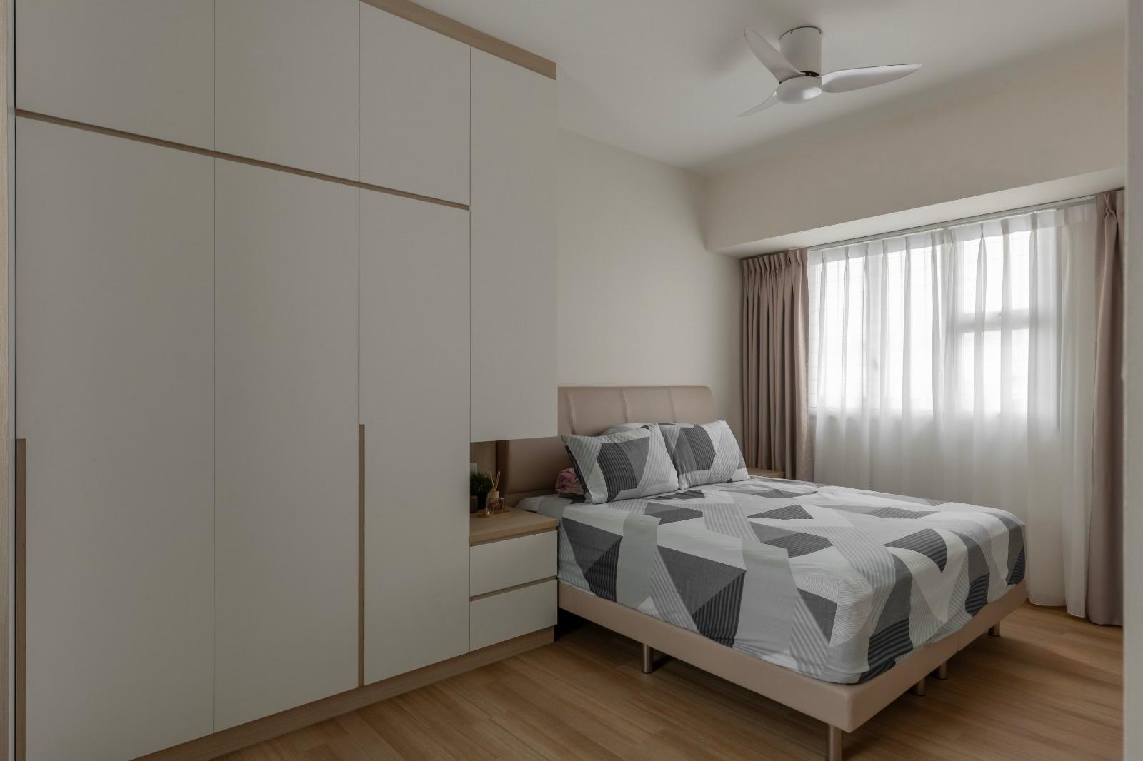 Modern Bedroom with Wardrobe and Bedside Table