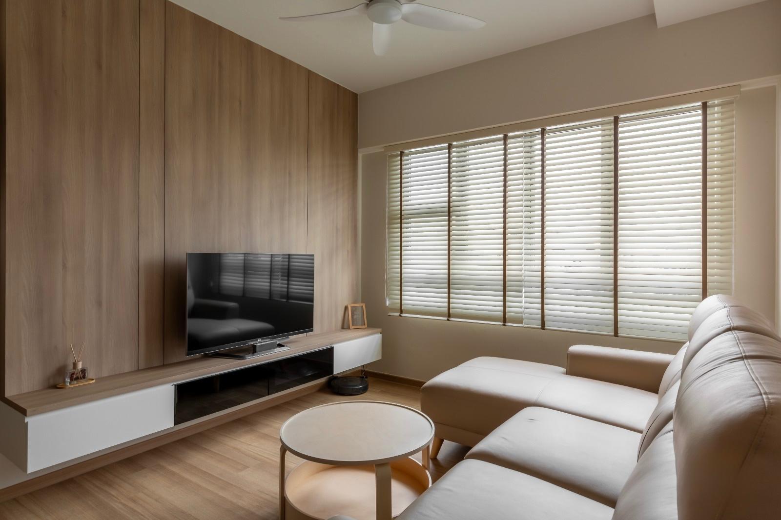 Modern Living Room with Vinyl Flooring and TV Console
