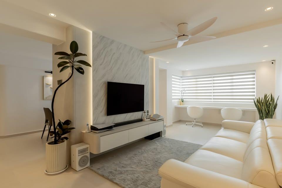 Modern Living Room with TV Console and Carpet