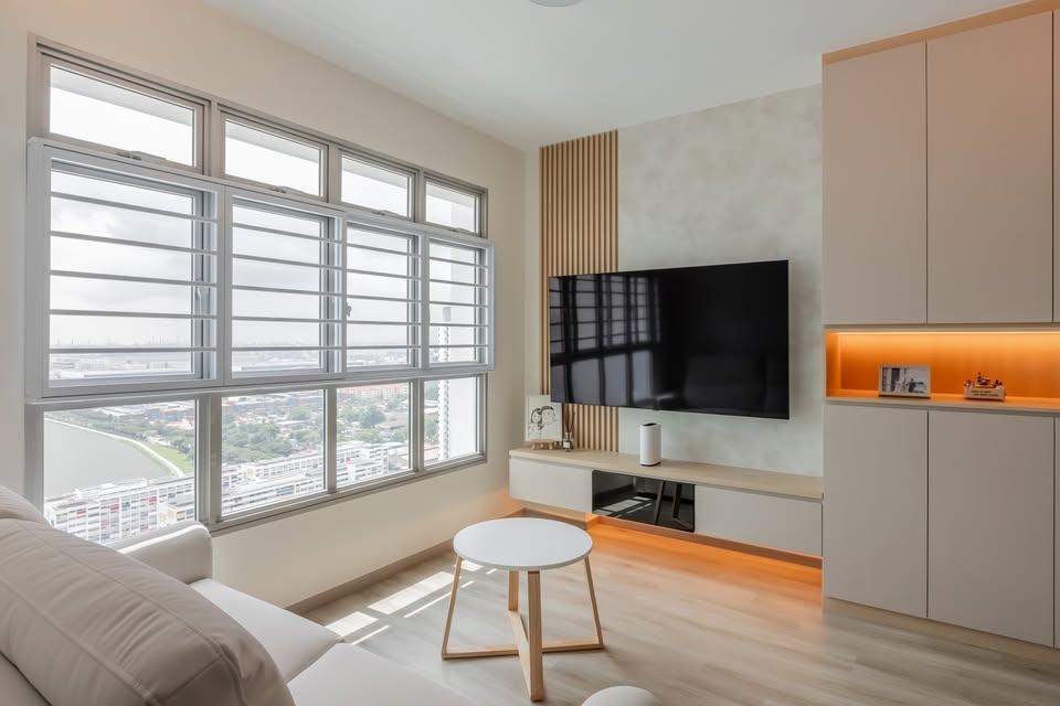 Modern Living Room with Vinyl Flooring and TV Console
