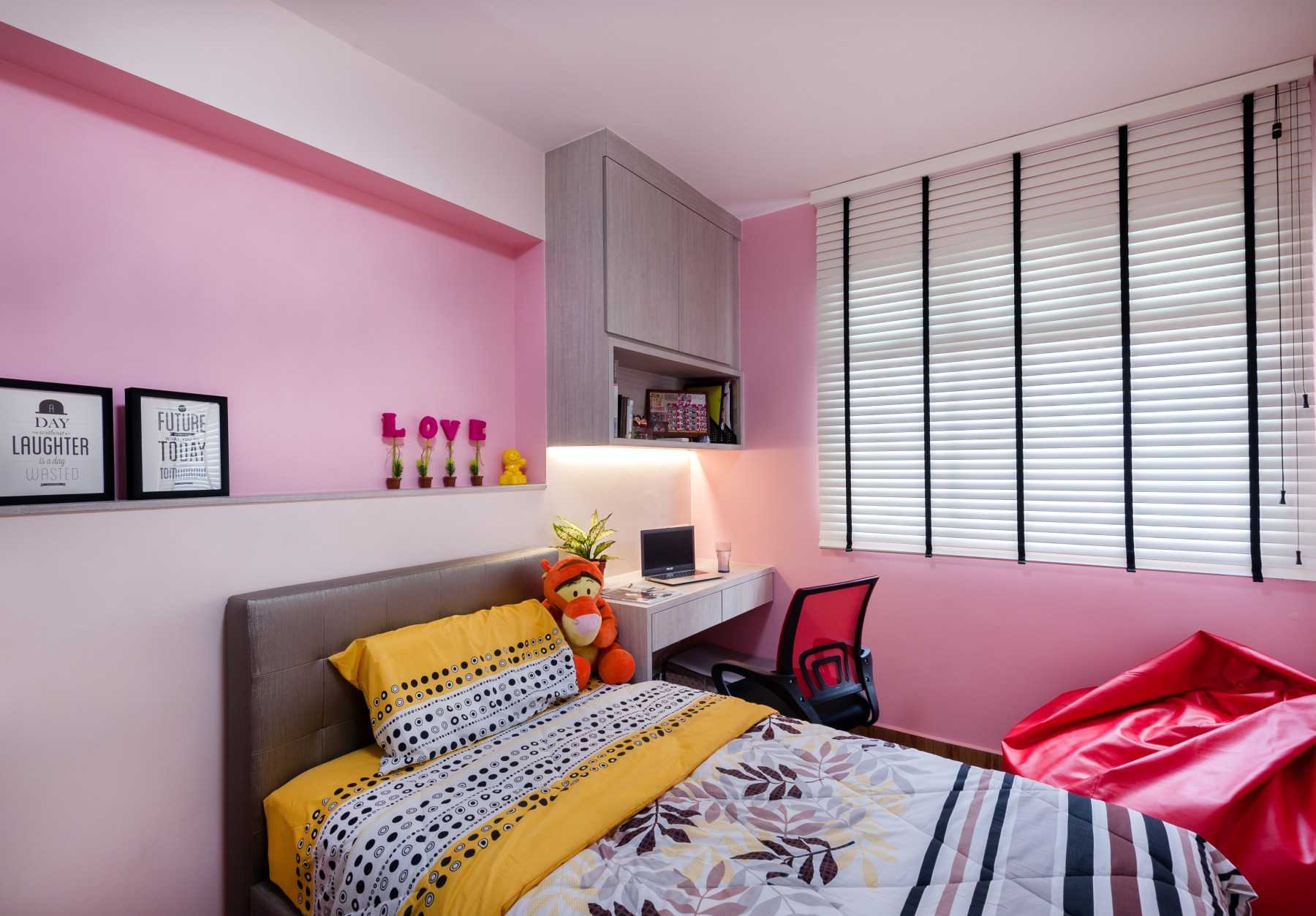Contemporary Bedroom with Vinyl Flooring and Storage Cabinets