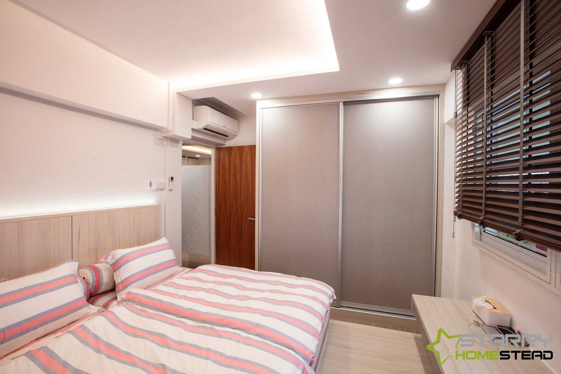 Modern Bedroom with Platform Bed and Wardrobe