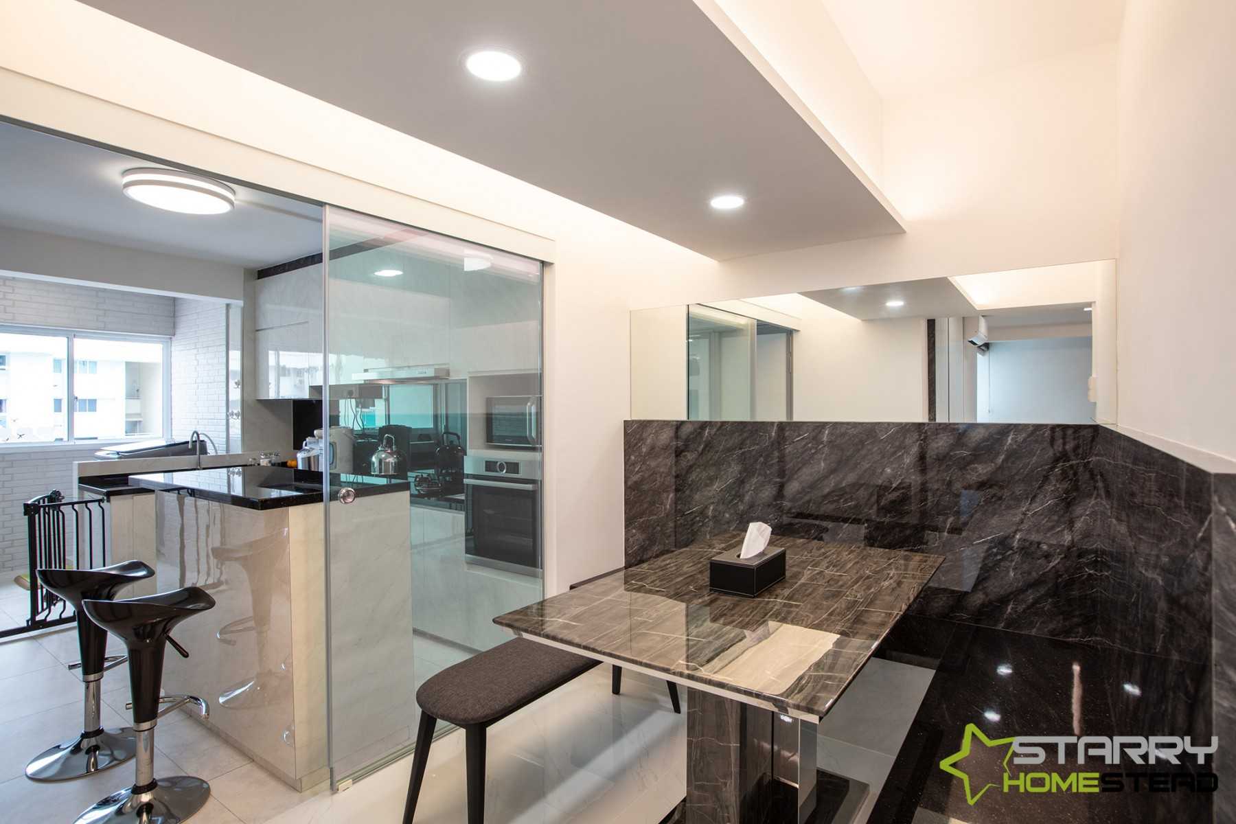 Modern Dining Room with Settee and Kitchen Island