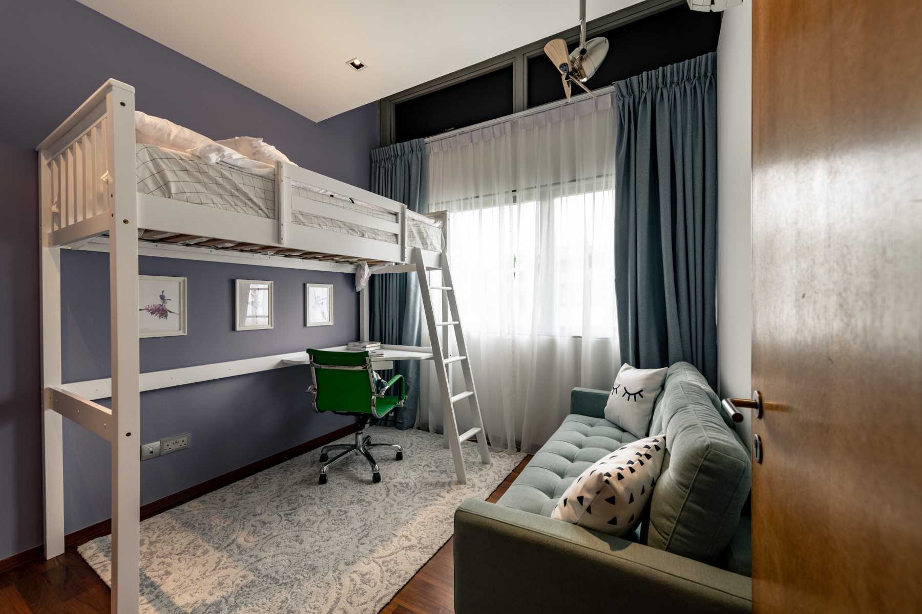Contemporary Kids Room with Platform Bed and Children's Furniture