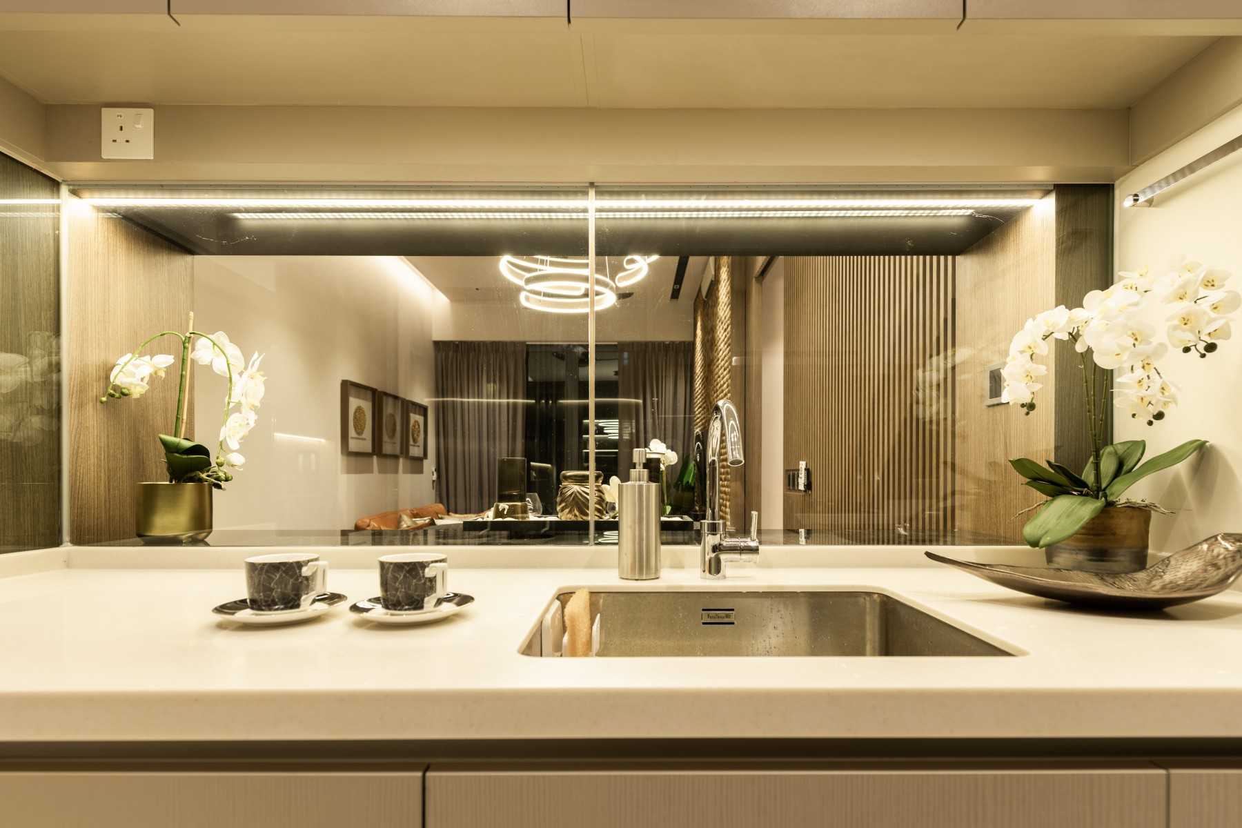 Asian Kitchen with Kitchen Window and Kitchen Island