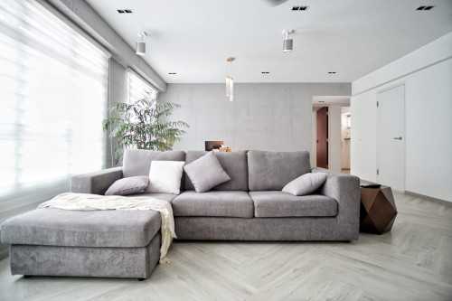 Minimalist Living Room at Design & Build: 5rm HDB BTO at Bukit Batok