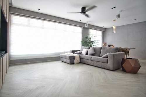 Minimalist Living Room at Design & Build: 5rm HDB BTO at Bukit Batok