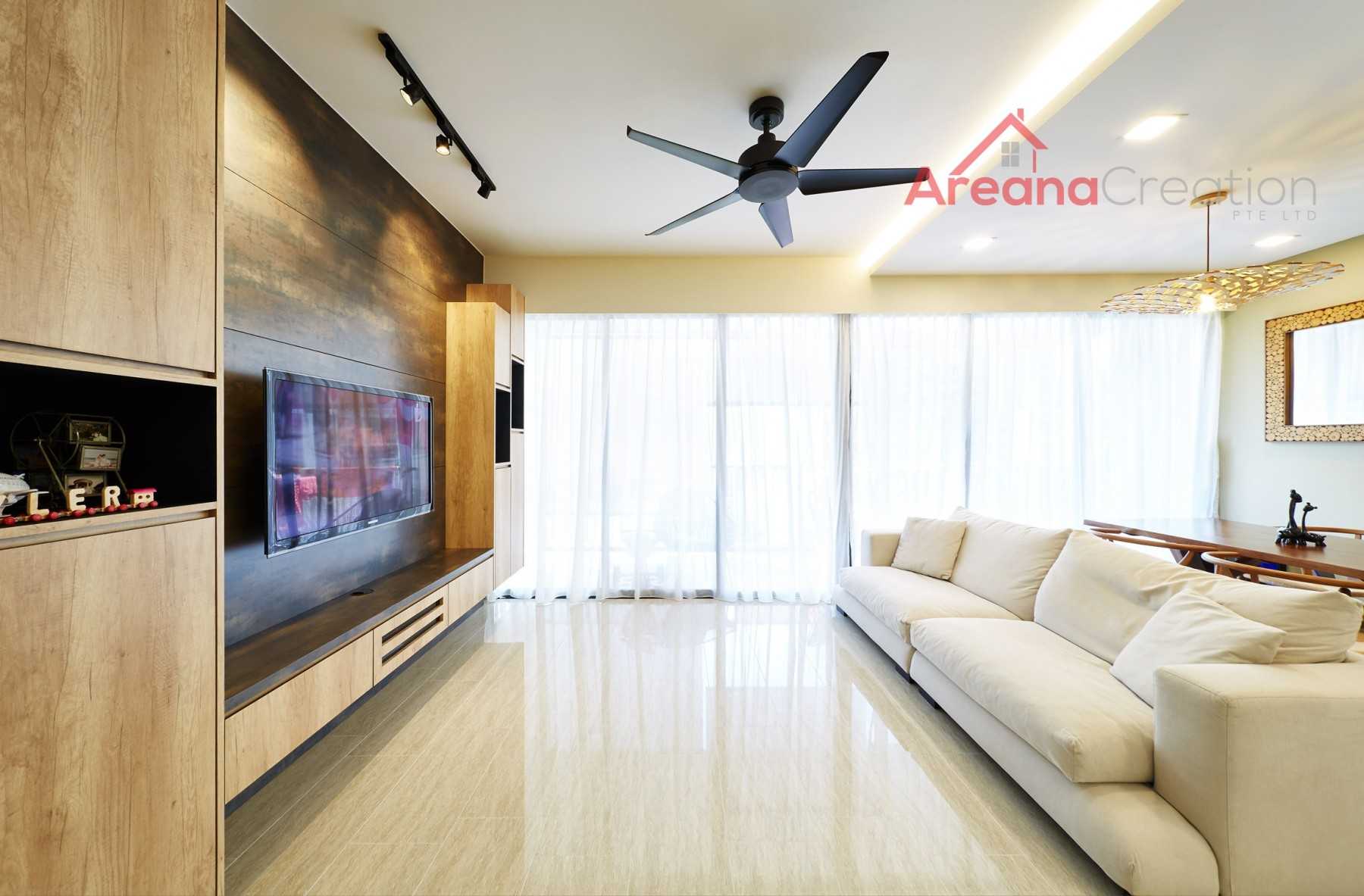 Contemporary Living Room with TV Console and Feature Wall