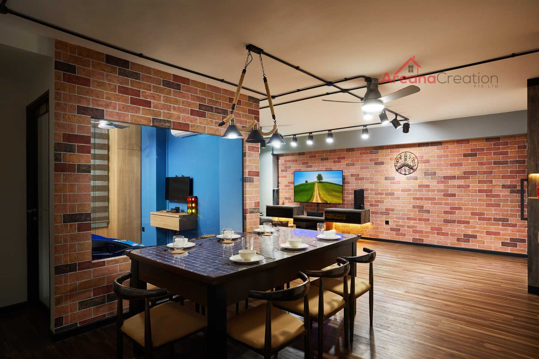 Industrial Dining Room with Dining Table and Dining Chairs