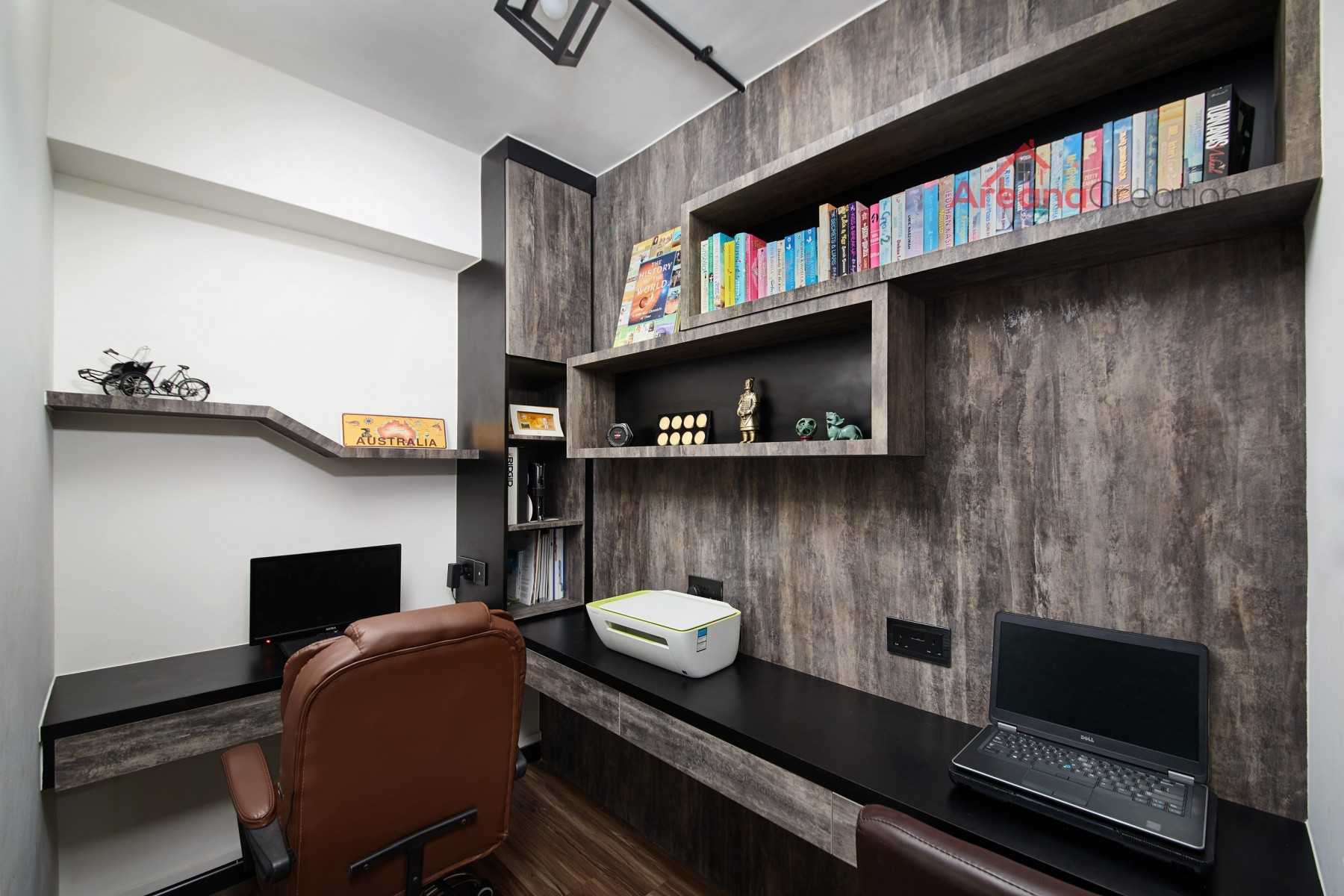 Industrial Study with Desk and Desk Chairs
