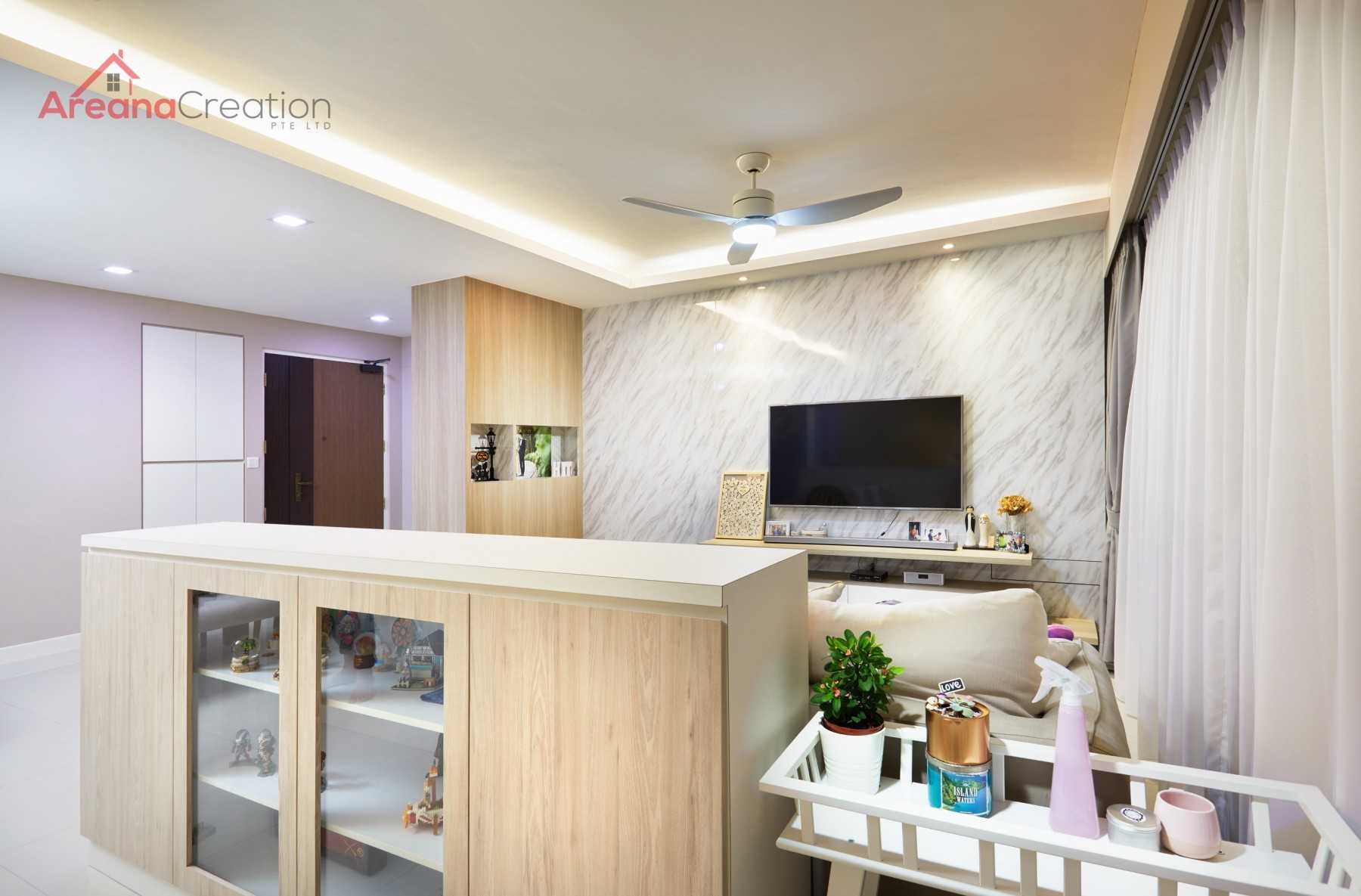 Transitional Living Room with Feature Wall and Sofa