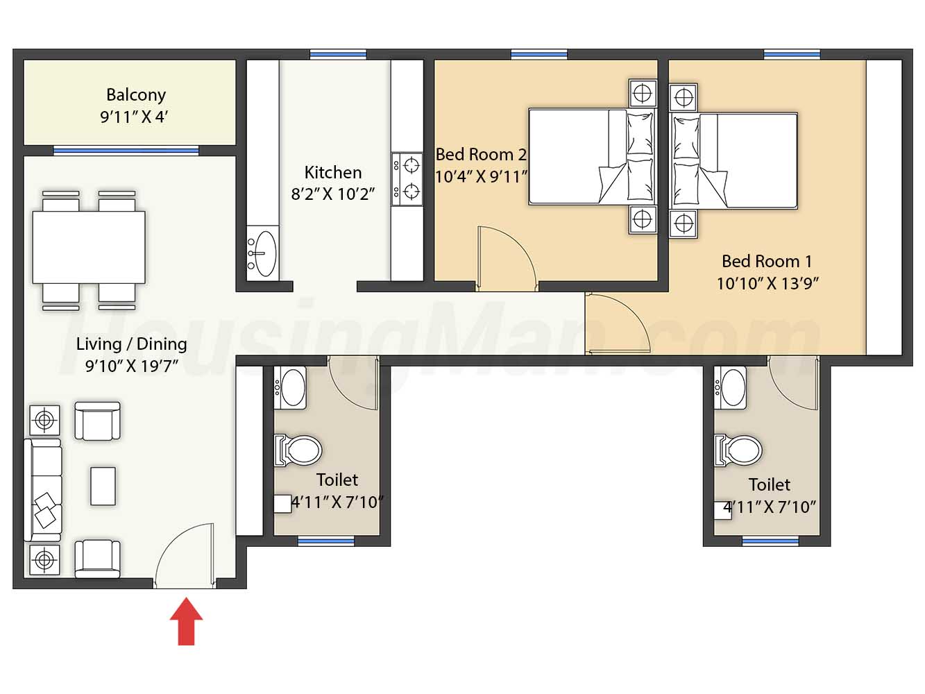Sobha Dream Acres 2BHK-2T-1007 Sqft