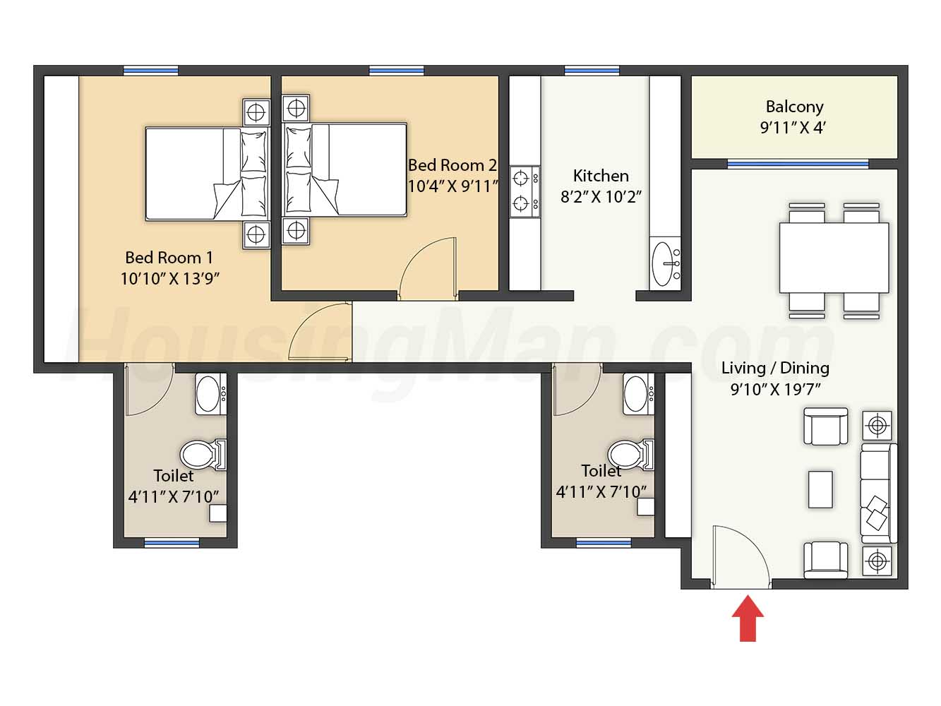 Sobha Dream Acres 2BHK-2T-1012 Sqft