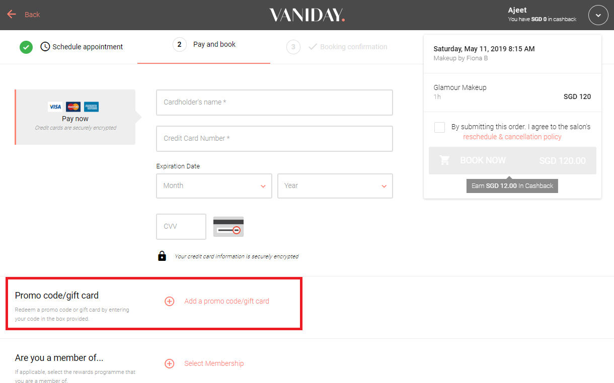 How to use a Vaniday Promo Code
