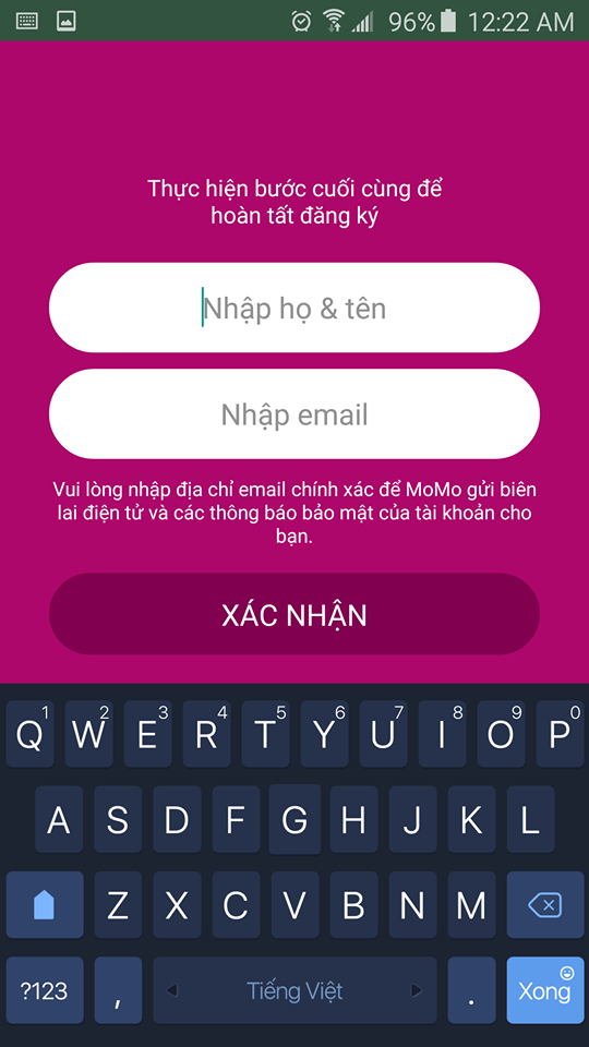 cài đặt momo