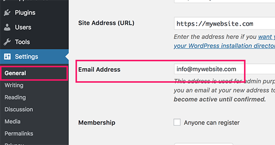 IDOLTV Hướng dẫn thay đổi email wordpress 1