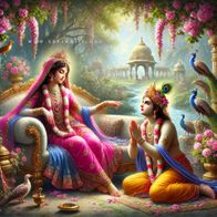 Shri Krishn and Radharani in bowers of Vrindavan. [Braj Ras desktop ...