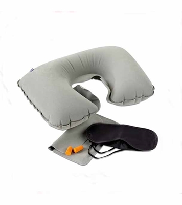 Picture of 3 In 1 Inflatable Travelling Pillow Set With Eye Mask & Ear Plug for Comfortable Travel and Journey