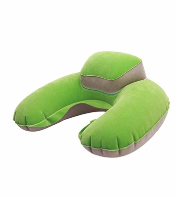 Picture of Double Part 3 in 1 inflatable Travelling Pillow Set With Eye Mask & Ear plug Green