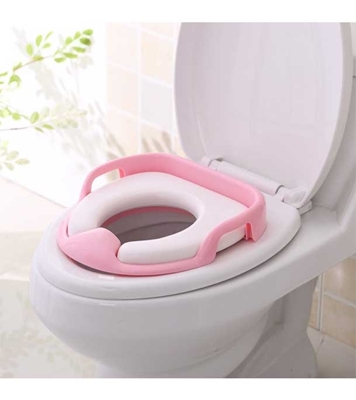 Picture of Soft Padded Baby Potty Training Toilet (Chair, Seat, Step Stool) Toilet Training Seat Pink