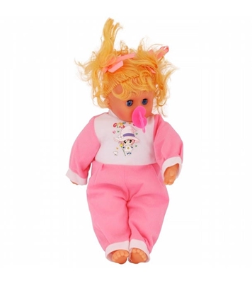 Picture of Soft Plush Little Crying Baby Barbie Doll With Beautiful Dress Pink