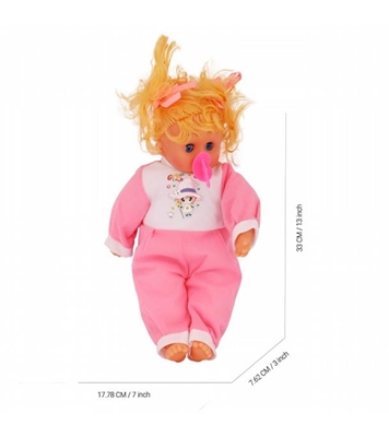 Picture of Soft Plush Little Crying Baby Barbie Doll With Beautiful Dress Pink
