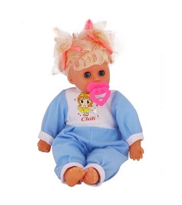 Picture of Soft Plush Little Crying Baby Barbie Doll With Beautiful Dress Blue