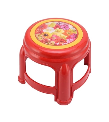 Buy TEL Round Stool Print Red Online at Best Price