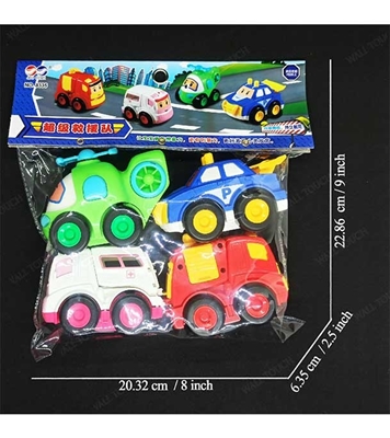 Buy Kid's 4 Pcs Food Grade Mini Plastic Pull And Back Car Set Online
