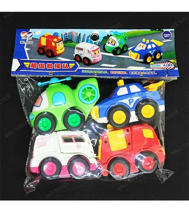 Buy Kid's 4 Pcs Food Grade Mini Plastic Pull And Back Car Set Online