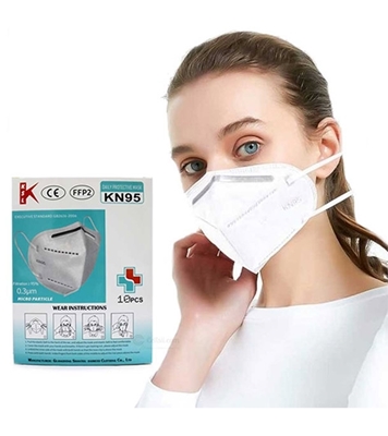 Buy 5 Layer Pack Folding KN95 Protective Mask With Steel Nose Clip White 1 pc Online