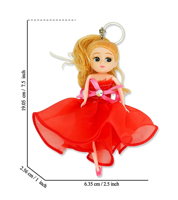 Buy Mini Doll Beautiful Dressed With Key Ring Red Online