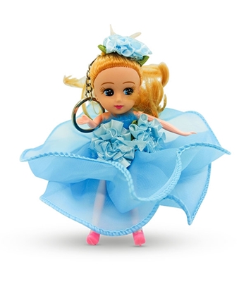 Buy Mini Doll Beautiful Dressed With Key Ring Blue Online