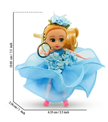 Buy Mini Doll Beautiful Dressed With Key Ring Blue Online