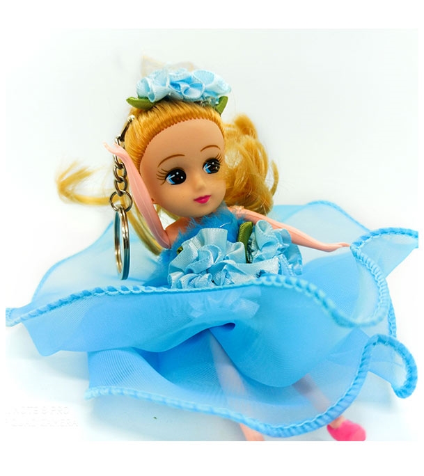 Buy Mini Doll Beautiful Dressed With Key Ring Blue Online