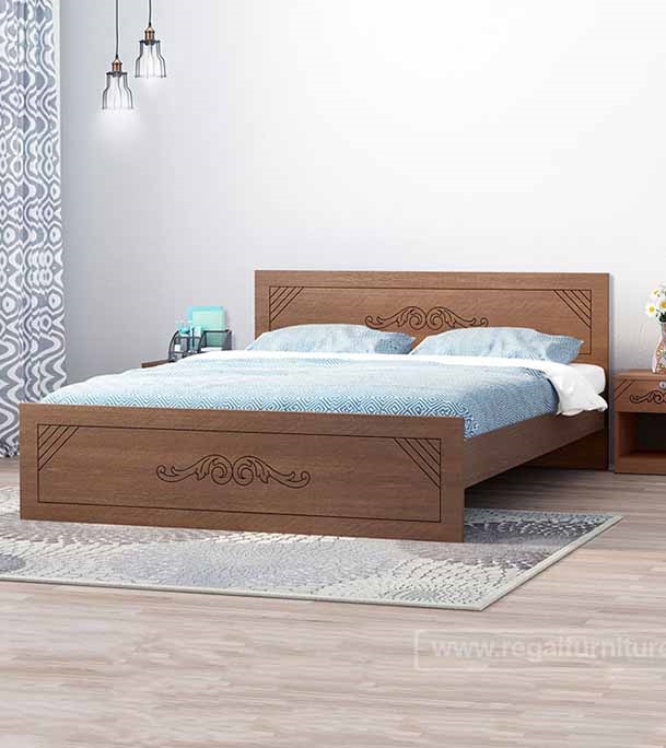 Buy Regal Lotus Laminated Board Double Bed online at Best Price