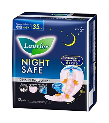 Buy Laurier Night Safe 35cm 12 pad Online