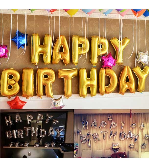Buy Happy Birthday Balloon Banner, Aluminum Foil Letters Banner Balloons for Party Online