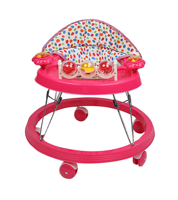 Picture of Smile Baby Walker Activity Baby Walker-Baby Bouncer, Rocker, Activity Center,Seat and Push Walker,Detachable Trampoline Mat, Adjustable Speed Rear Wheels and Height,Ages 6-18 Months Pink