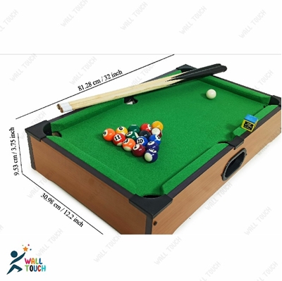 Mini Tabletop Pool Table Game Billiard Table Set Children's Play Sports Toy With Balls, Cue, Chalk, Billiard Table