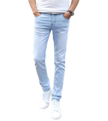 Picture of Men's Stylish Sky Blue Acid Wash Casual Jeans Pant