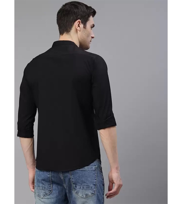 Men's Premium Casual Band Collar Shirt Black at Best Price In Bangladesh
