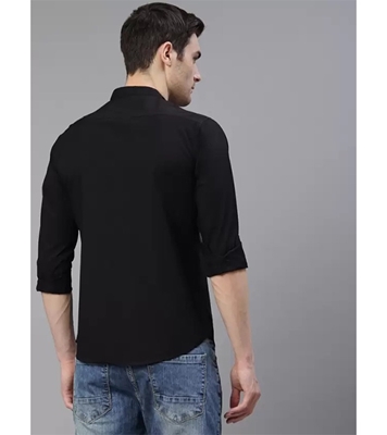 Men's Premium Casual Band Collar Shirt Black at Best Price In Bangladesh