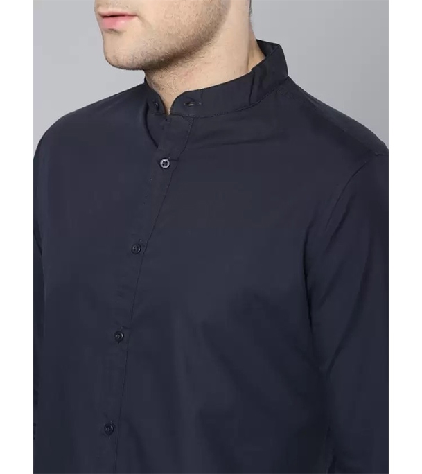 Men's Premium Casual Band Collar Shirt Navy at Best Price In Bangladesh